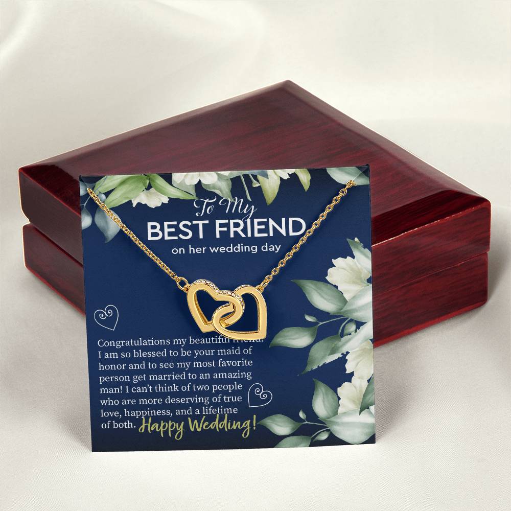 Gift To Best Friend On Wedding Wedding Gift To Friend From Maid Of Honor Maid Of Honor Gift To Bride Besties Necklace Gift Interlocking Hearts Necklace