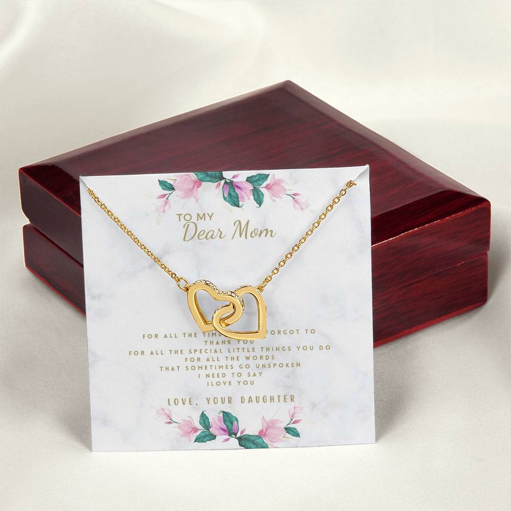 Daughter To Mom For Mom 2022 Mother'S Day Birthday Wedding Christmas Gifts Interlocking Hearts Necklace