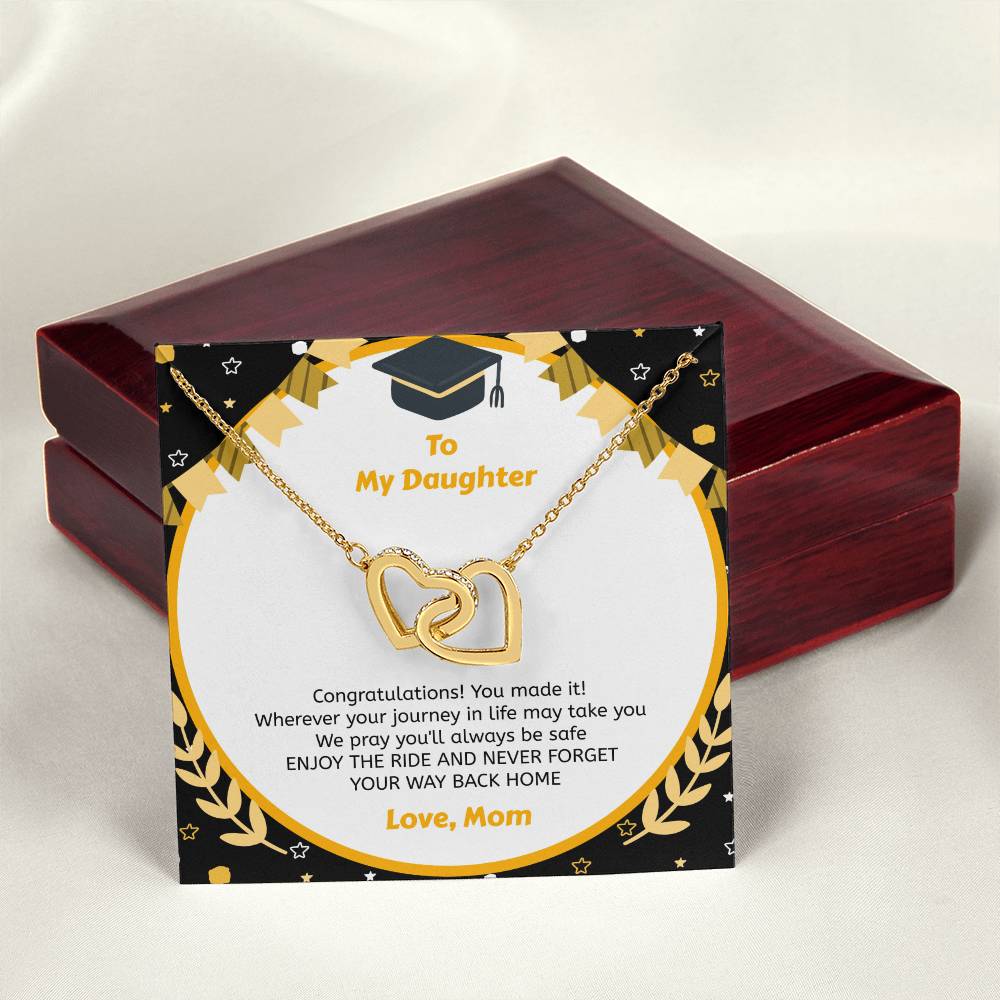 To My Daughter You Made It - Necklace Interlocking Hearts Necklace