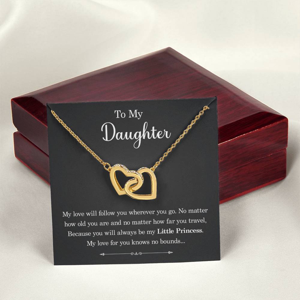 To My Daughter - My Love Will Follow You Wherever You Go - Interlocking Heart Necklace Interlocking Hearts Necklace