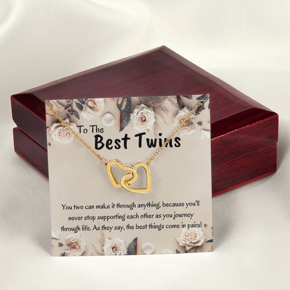 Best Twin Sister Gift Interlocking Hearts Necklace