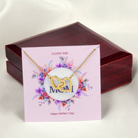 Happy Mother'S Day - Two Hearts Embellished With Cubic Zirconia Stones Interlocking Hearts Necklace