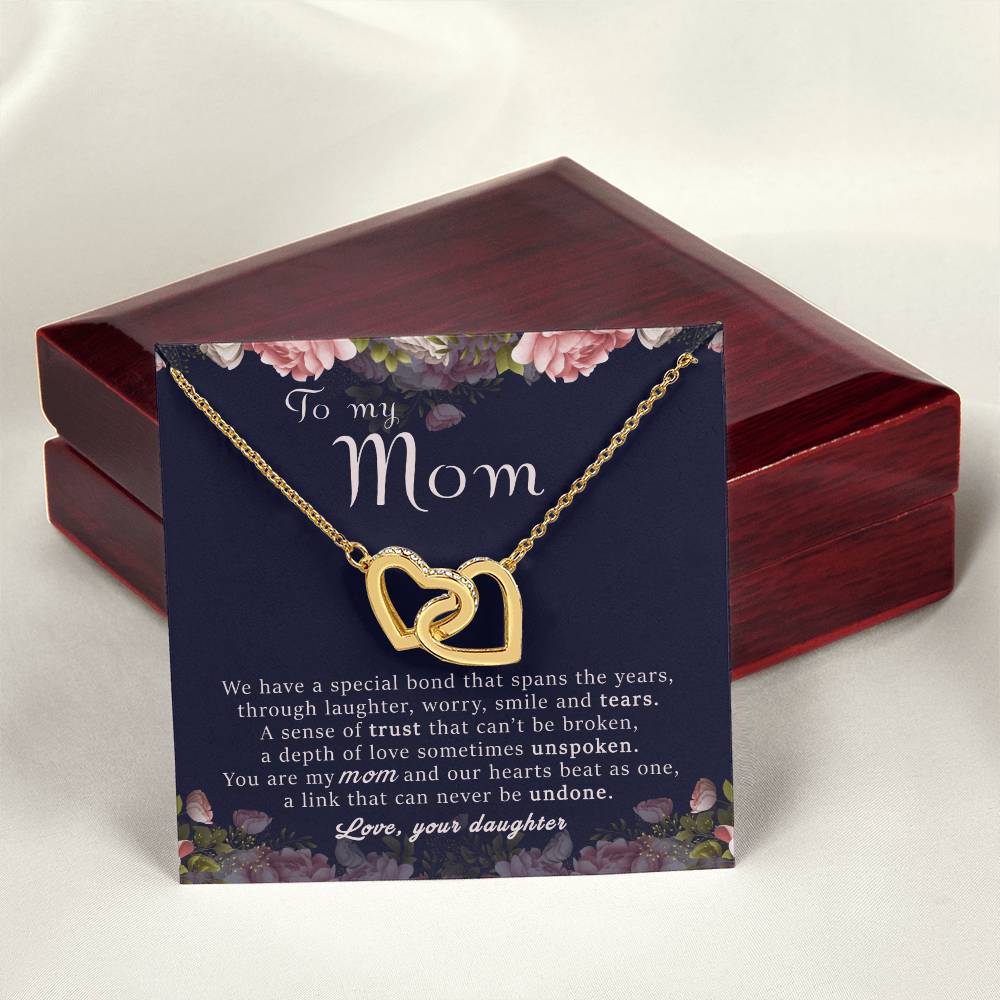 To My Mom Gift For Mother'S Day Interlocking Hearts Necklace