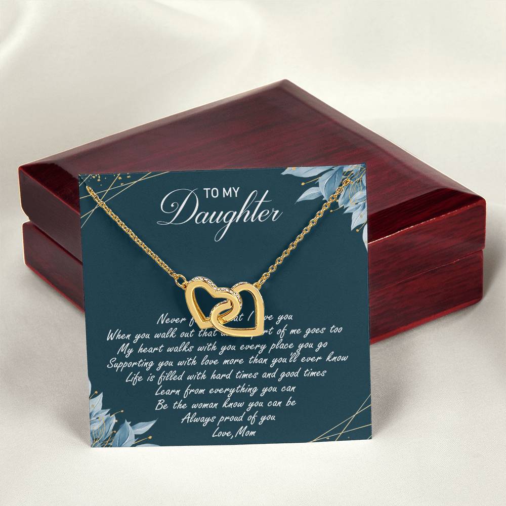 To My Daughter Interlocking Hearts Necklace Message Card
