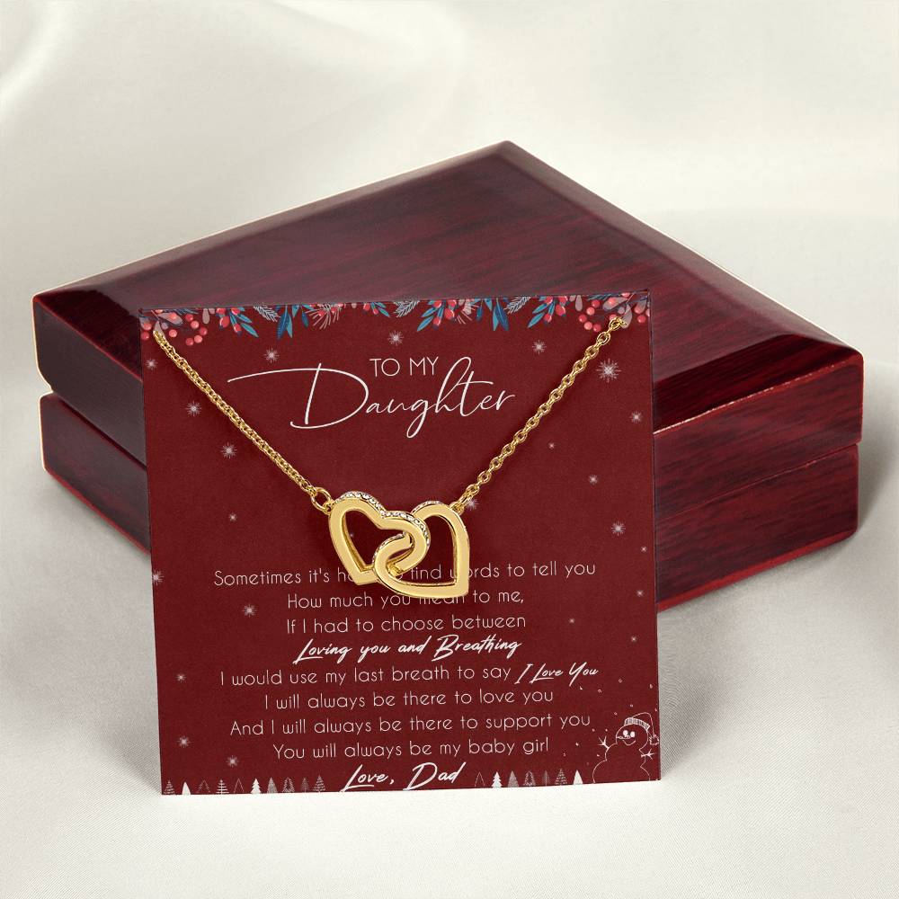 To My Daughter Interlocking Hearts Necklace Message Card