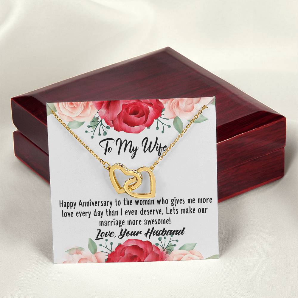 Anniversary Best Gift For Wife Interlocking Hearts Necklace With On Demand Massage Card