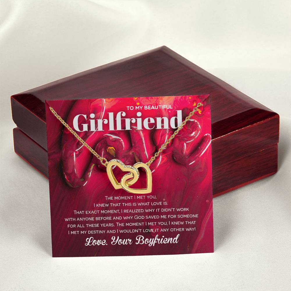 Two Hearts Necklace For Girlfriend - God Saved Me For You Interlocking Hearts Necklace