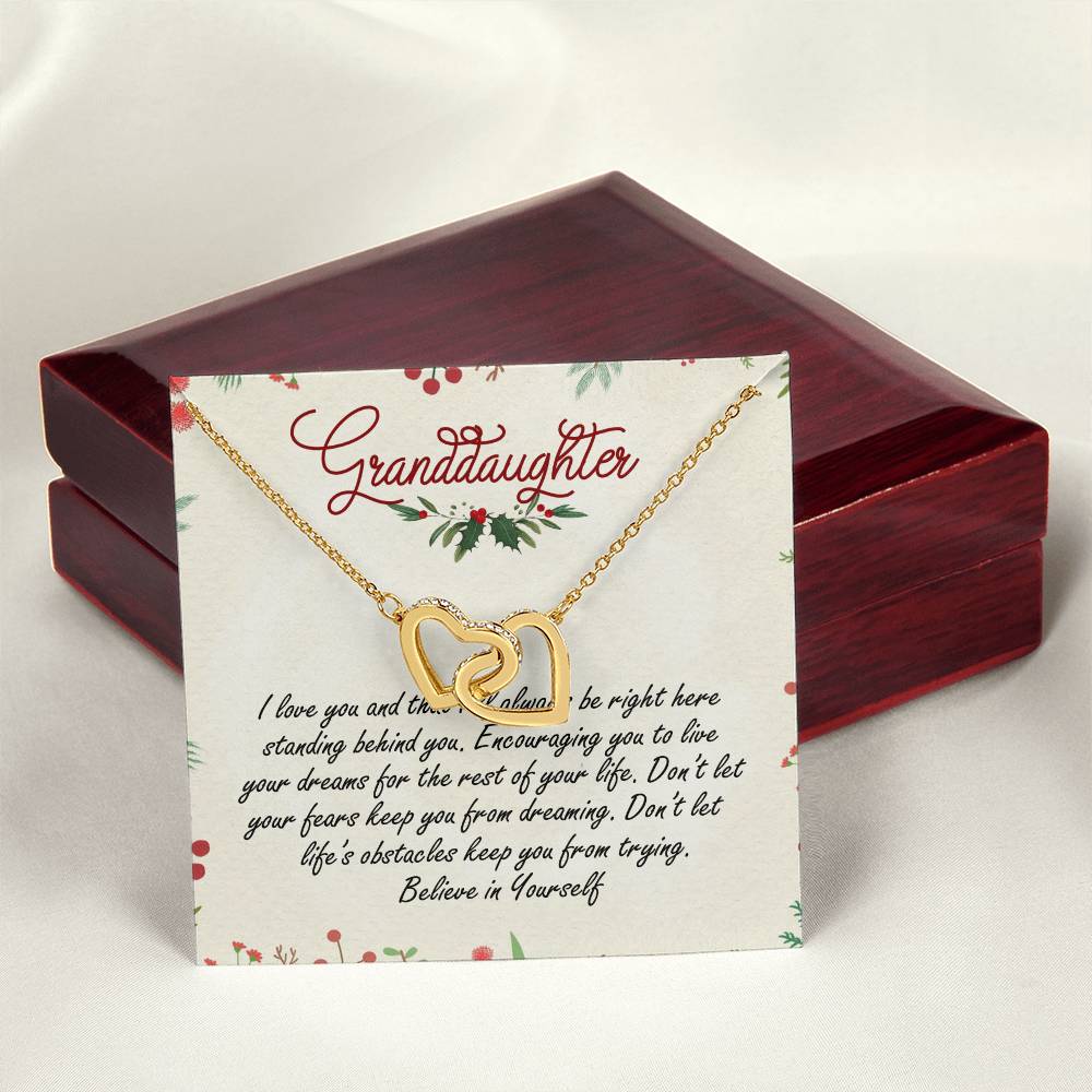 Granddaughter Interlocking Hearts Necklace Message Card