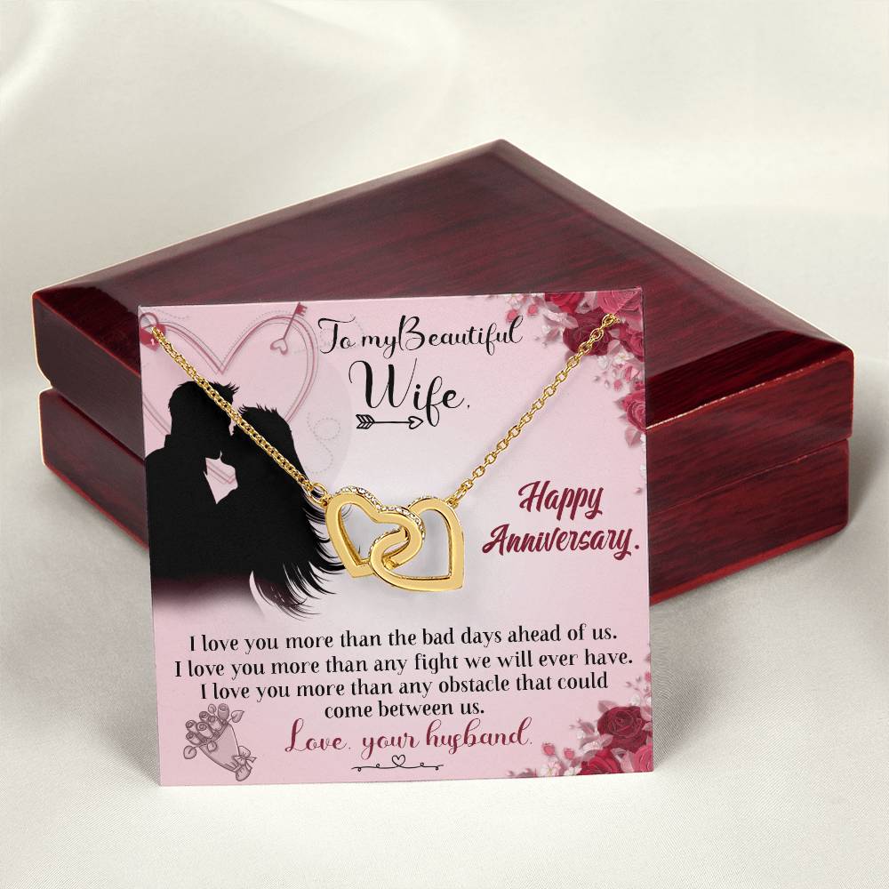 For My Loving Wife. Interlocking Hearts Necklace