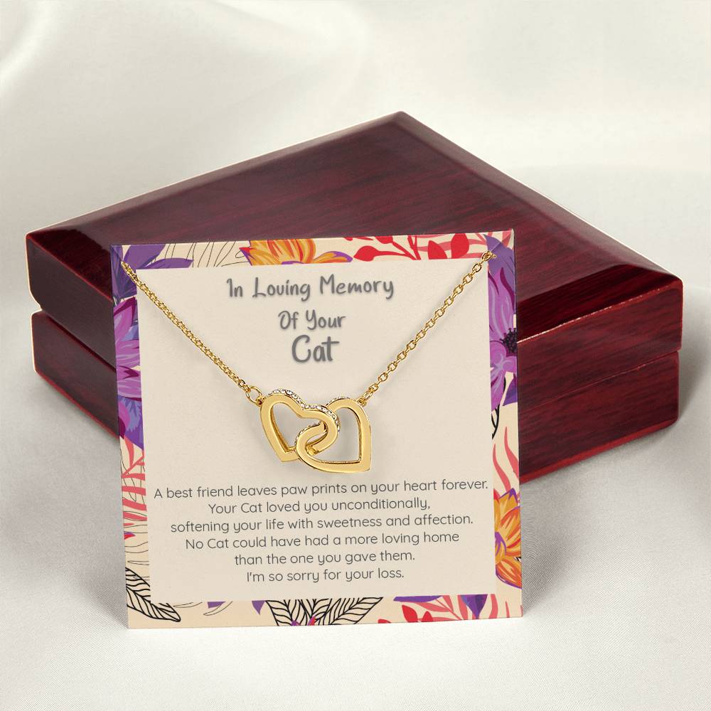 Loss Of Cat - In Loving Memory Of Your Best Friend - Connected Hearts Forever Necklace Interlocking Hearts Necklace