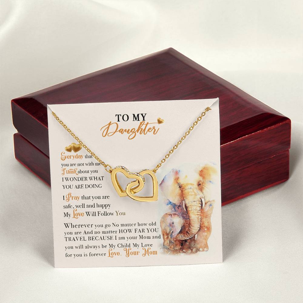 To My Daughter Necklace From Elephant Mom Interlocking Hearts Necklace