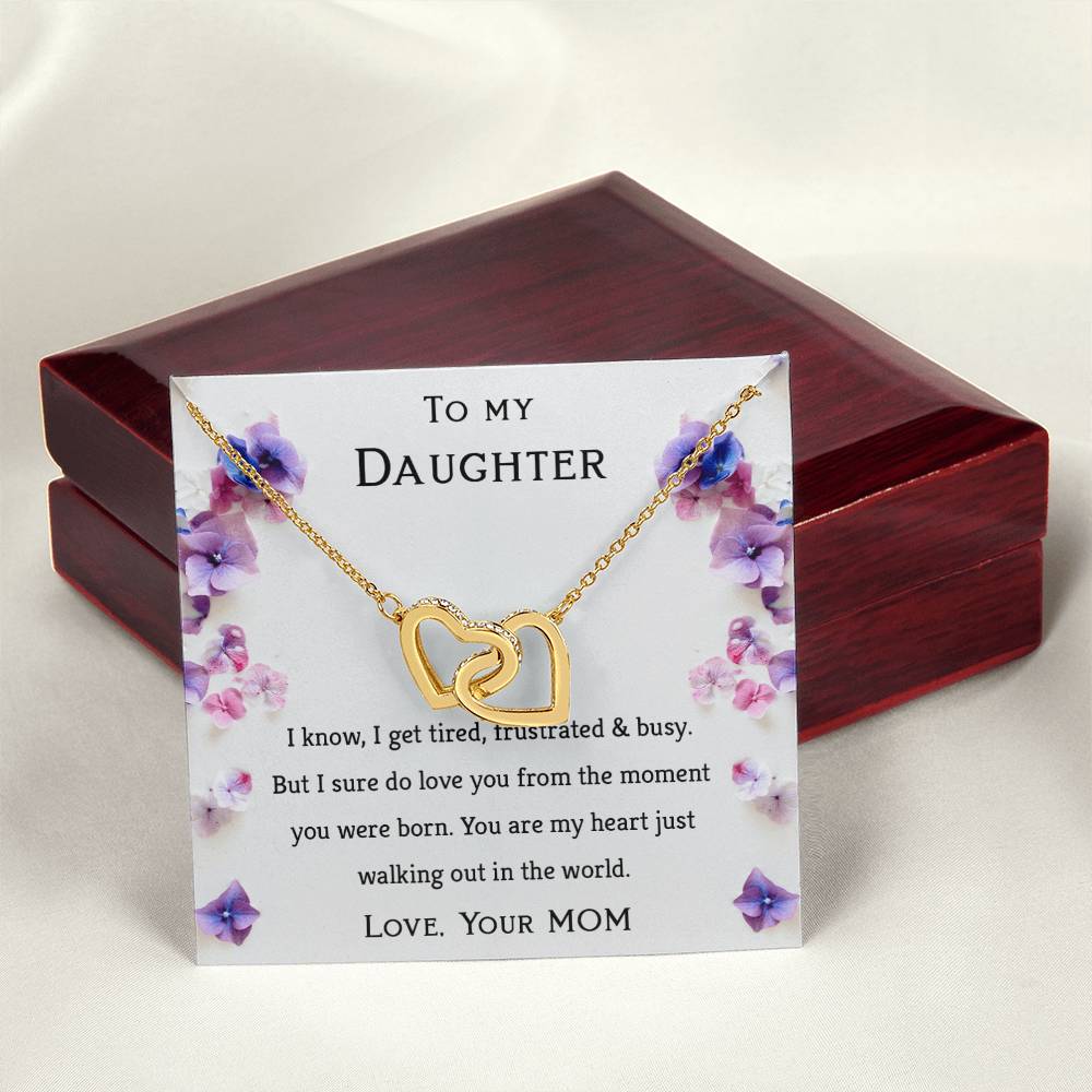 To My Daughter- You'Re My Heart Just Walking Out In The World- Necklace Interlocking Hearts Necklace