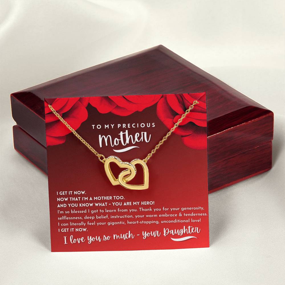 To My Precious Mother From Daughter - Never-Ending Love Necklace Interlocking Hearts Necklace