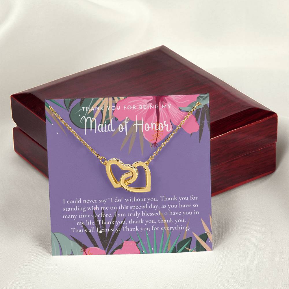 Maid Of Honor Thank You Gift From Bride Bridesmaid Gift Maid Of Honor Gift Necklace Matron Of Honor Gift Thank You Gift From Bride Interlocking Hearts Necklace