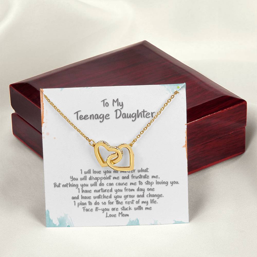 Teenage Daughter Love You No Matter What Hearts Locked Necklace Interlocking Hearts Necklace