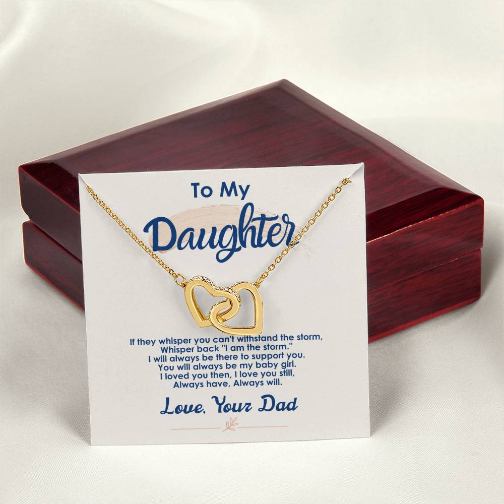 To My Daughter - Always There To Support You - Interlocking Hearts Necklace