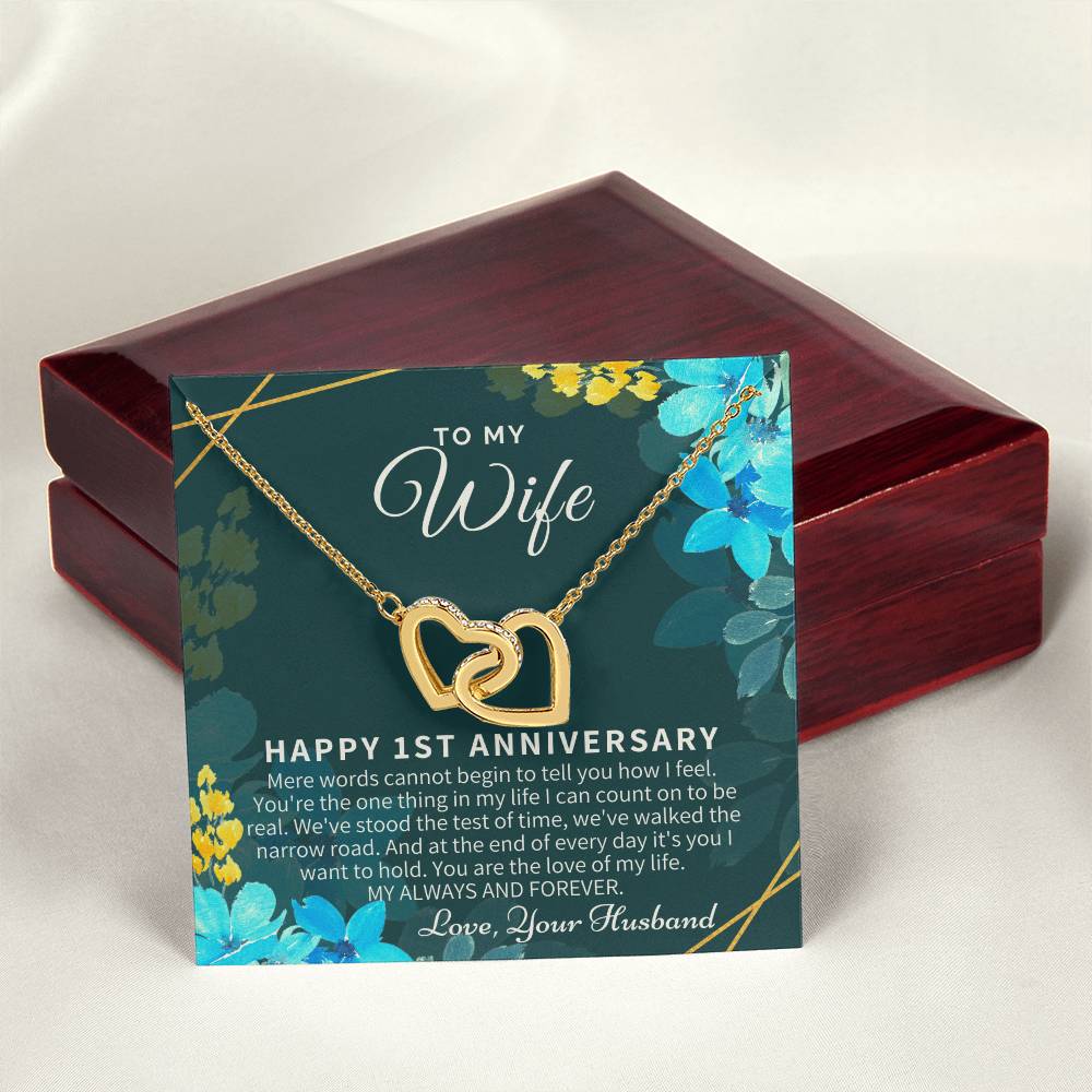 1St Anniversary Gift For Wife 1St Wedding Anniversary One Year Anniversary Gifts First Year Anniversary First Anniversary Gift For Her Interlocking Hearts Necklace