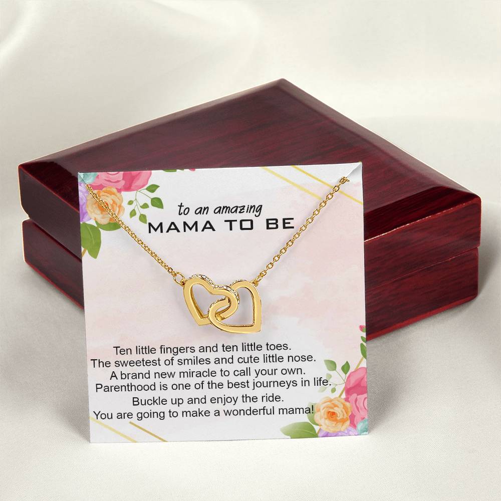 To An Amazing Mama To Be Necklace Gift Gift For First Time Mom Pregnancy Gift For Best Friend Mom To Be Interlocking Heart Necklace Interlocking Hearts Necklace