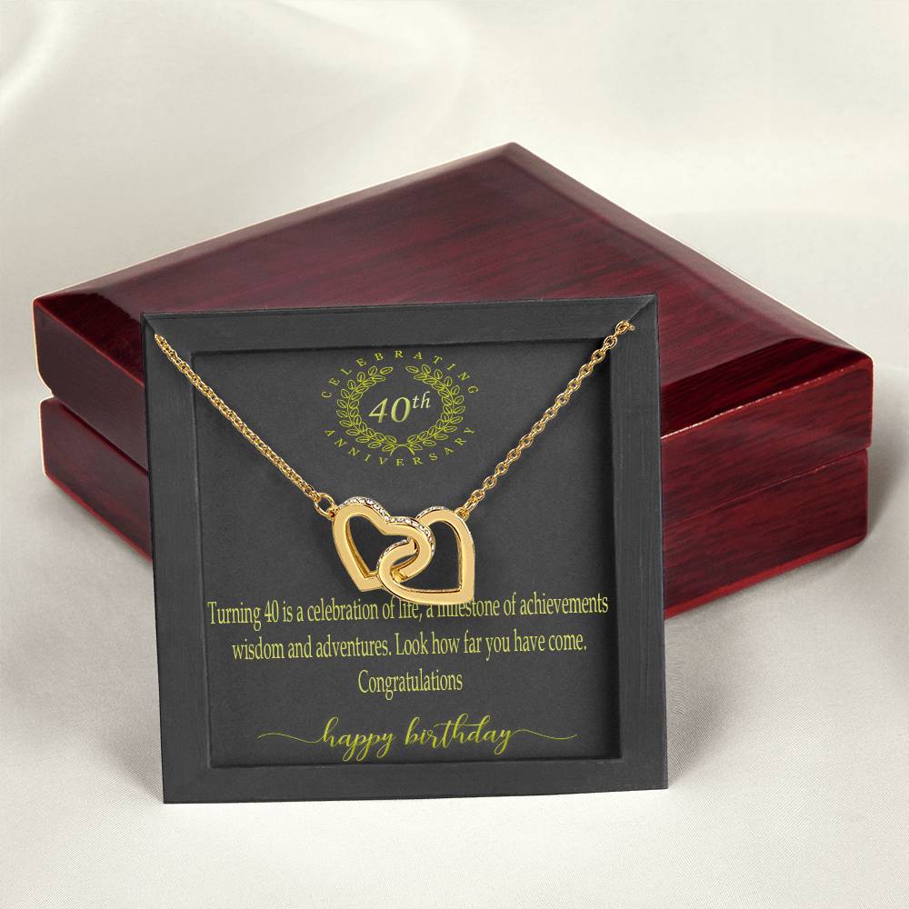 Personalized Gift 40Th Birthday Necklace Interlocking Hearts Necklace