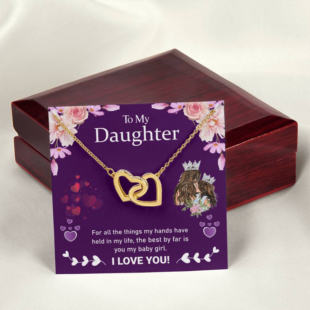 Love My Daughter Heart Locking Necklace Interlocking Hearts Necklace