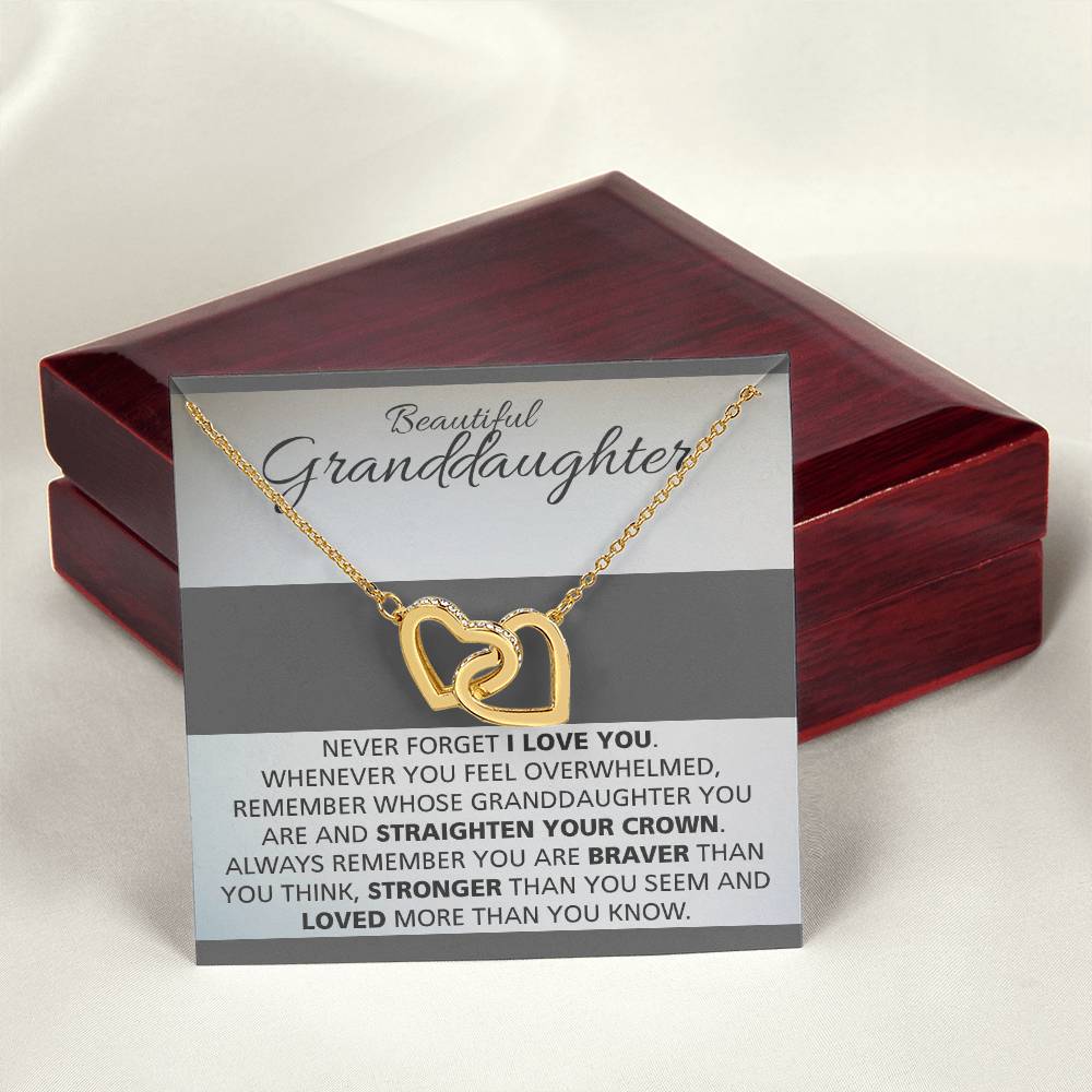 Granddaughters - Straighten Crown Necklace Interlocking Hearts Necklace