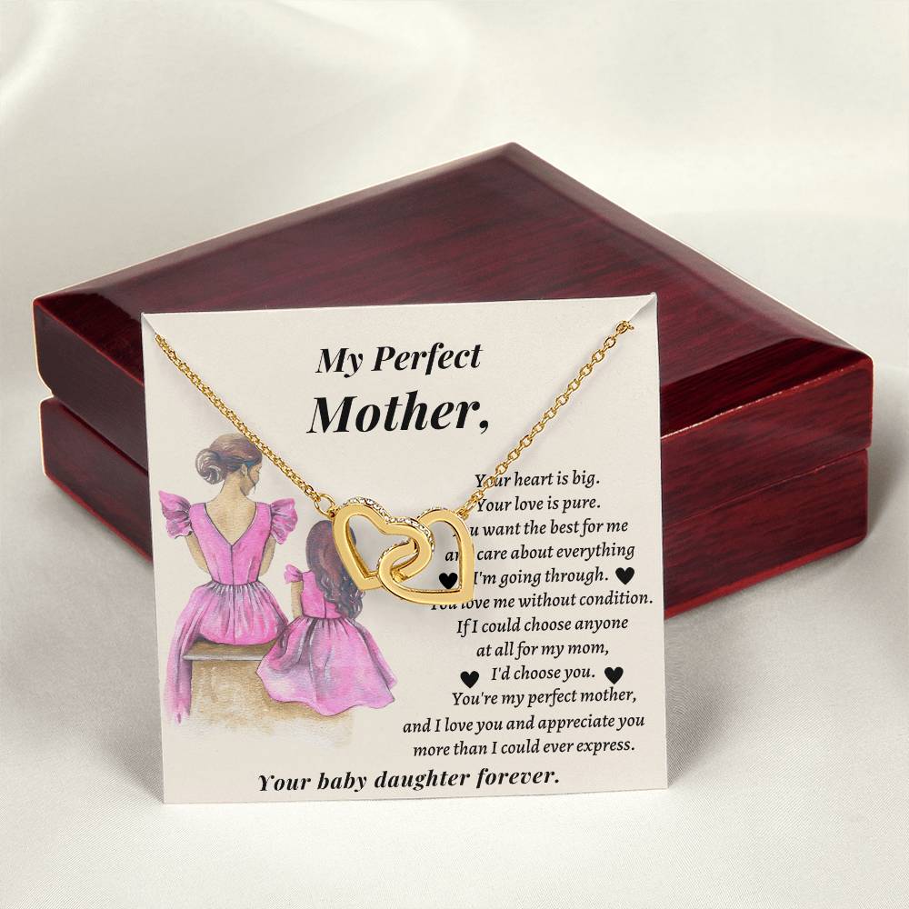 Wedding Gift For Mother - You'Re My Perfect Mother And I Love You And Appreciate You More Than I Could Ever Express Interlocking Hearts Necklace