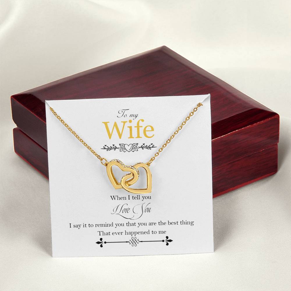 To My Wife - Love Card And Necklace Gbc Interlocking Hearts Necklace