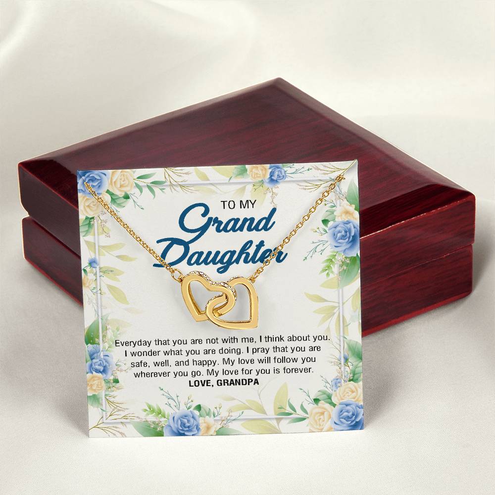 To My Granddaughter From Grandpa - My Love For You Is Forever Interlocking Hearts Necklace