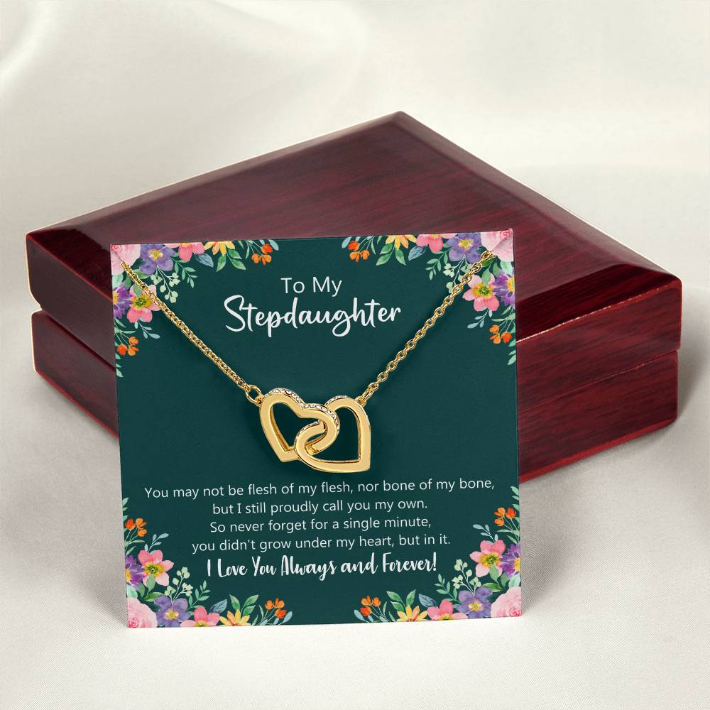 I Proudly Call You My Own - Stepdaughter Gift Necklace Interlocking Hearts Necklace