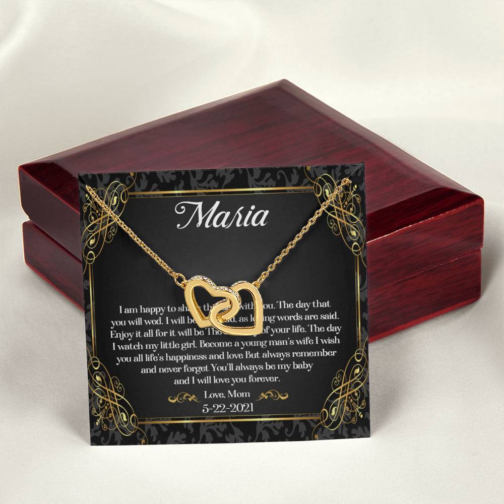 To My Daughter On Her Wedding Day Necklace Daughter Wedding Gift Wedding Gift For Daughter Daughter Interlocking Heart Necklace Wediing Interlocking Hearts Necklace