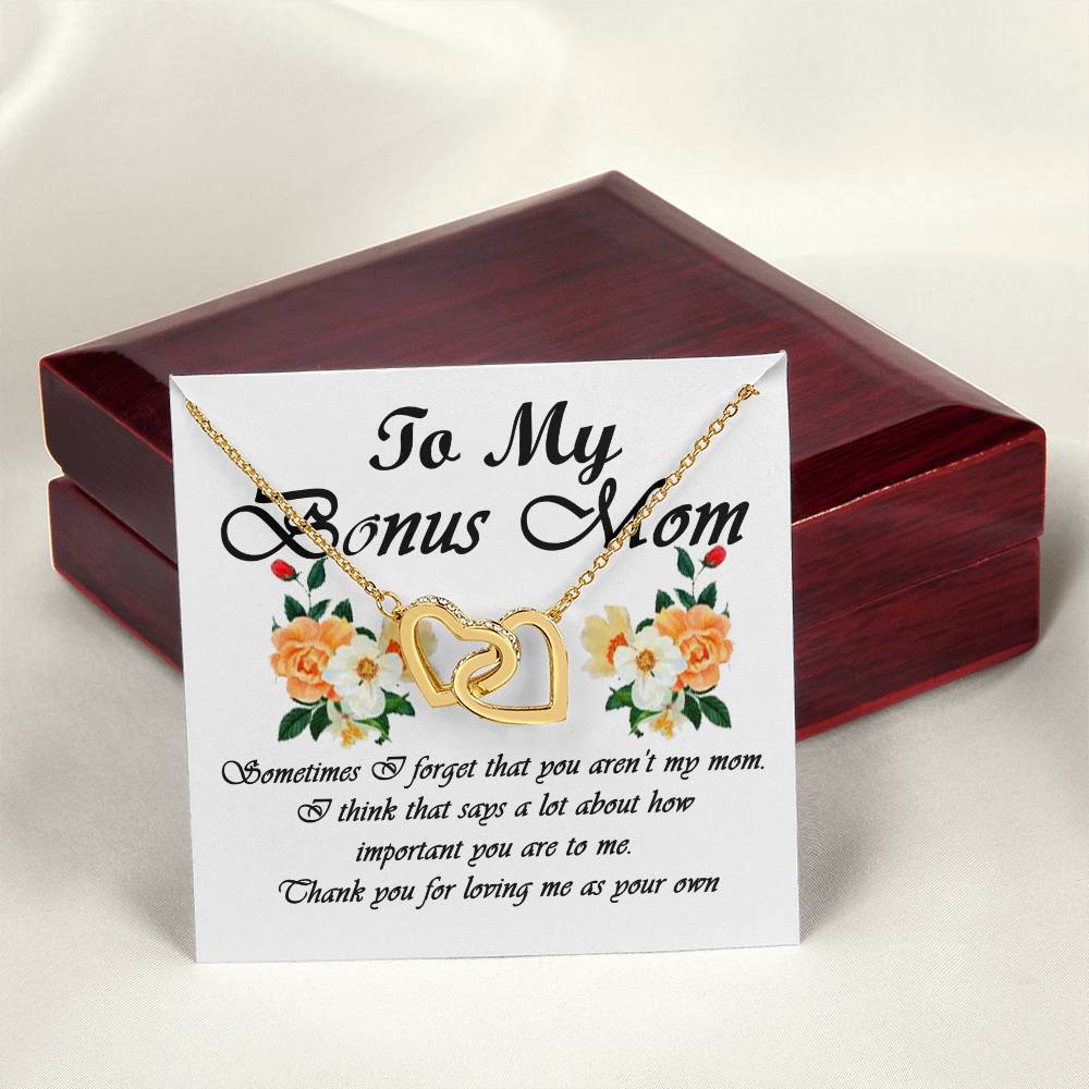 To My Bonus Mom Interlocking Hearts Necklace