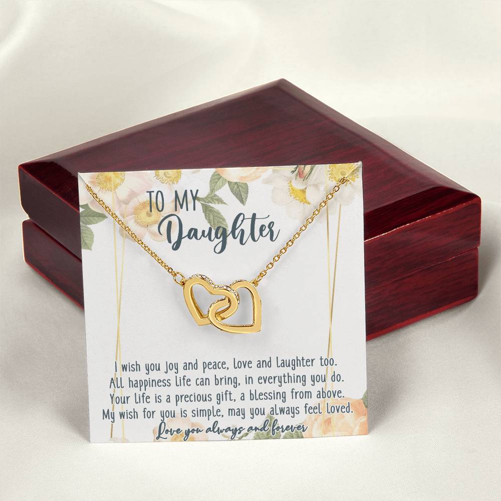 To My Daughter Interlocking Hearts Necklace Message Card