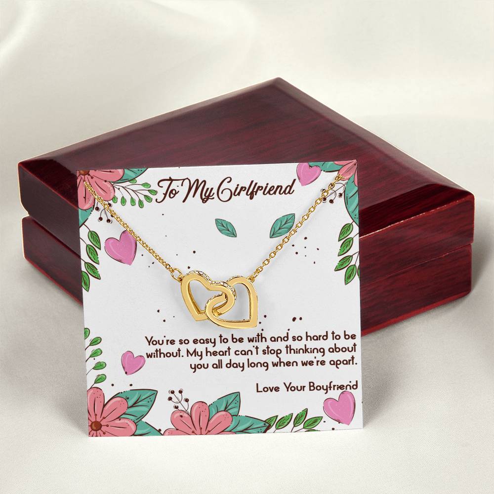 To My Girlfriend - When We'Re Apart Interlocking Hearts Necklace