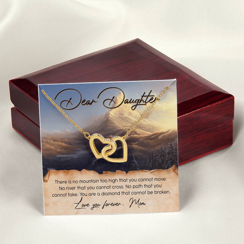 Dear Daughter Love You Forever Interlocking Hearts Necklace Message Card