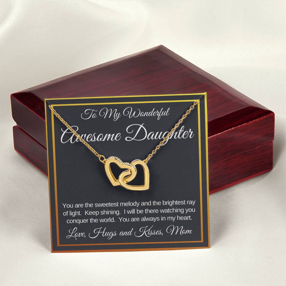 Awesome Daughter Linked Hearts Necklace Gift From Mom Interlocking Hearts Necklace