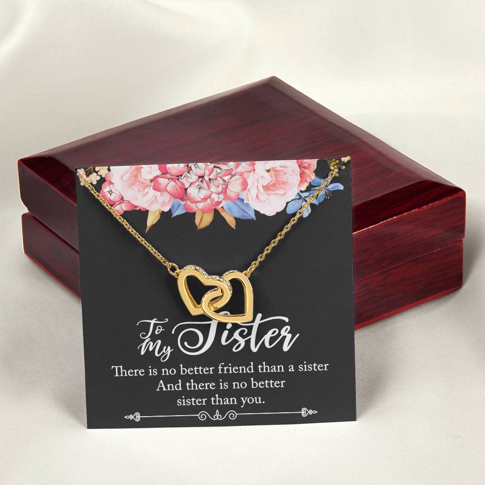 To My Sister Necklace Interlocking Hearts Necklace