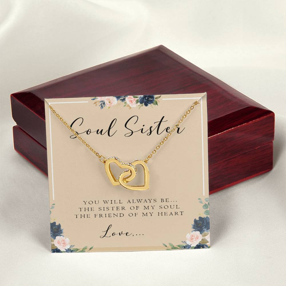 Soul Sister Necklace With Card Best Friend Gift Personalized Gift For Best Friend Birthday Interlocking Hearts Necklace