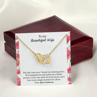 To My Wife The Day I Met You - Floral Interlocking Hearts Necklace