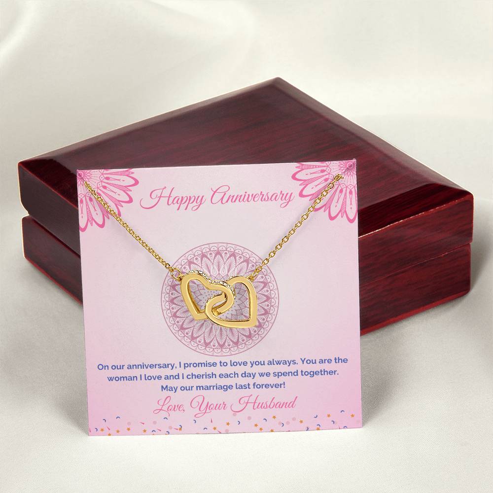 Anniversary Gift For Wife Interlocking Hearts Necklace
