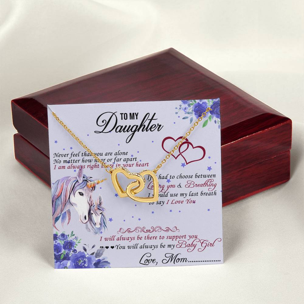 To My Daughter Interlocking Hearts Necklace Message Card