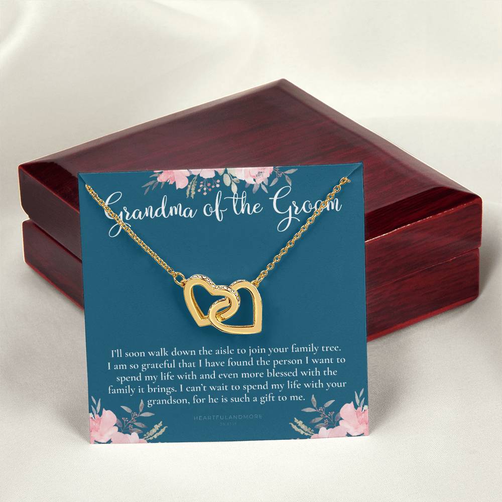 Grandmother Of The Groom Gift Necklace Grandma Wedding Gift Nana Bridal Shower Rehearsal Dinner Thank You Gift Interlocking Hearts Necklace