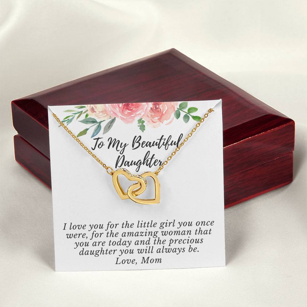 I Love You For The Precious Daughter You Will Always Be Necklace Interlocking Hearts Necklace