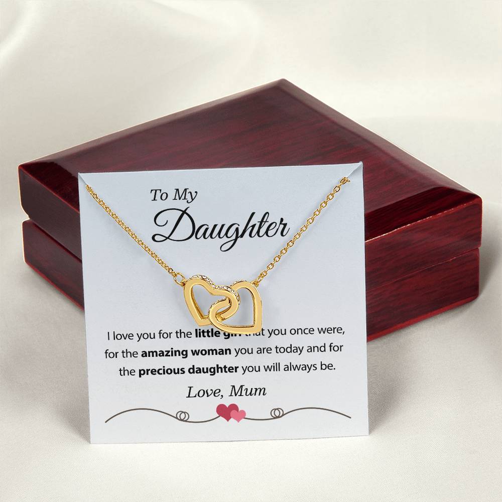 To My Daughter Necklace From Mum Interlocking Hearts Necklace