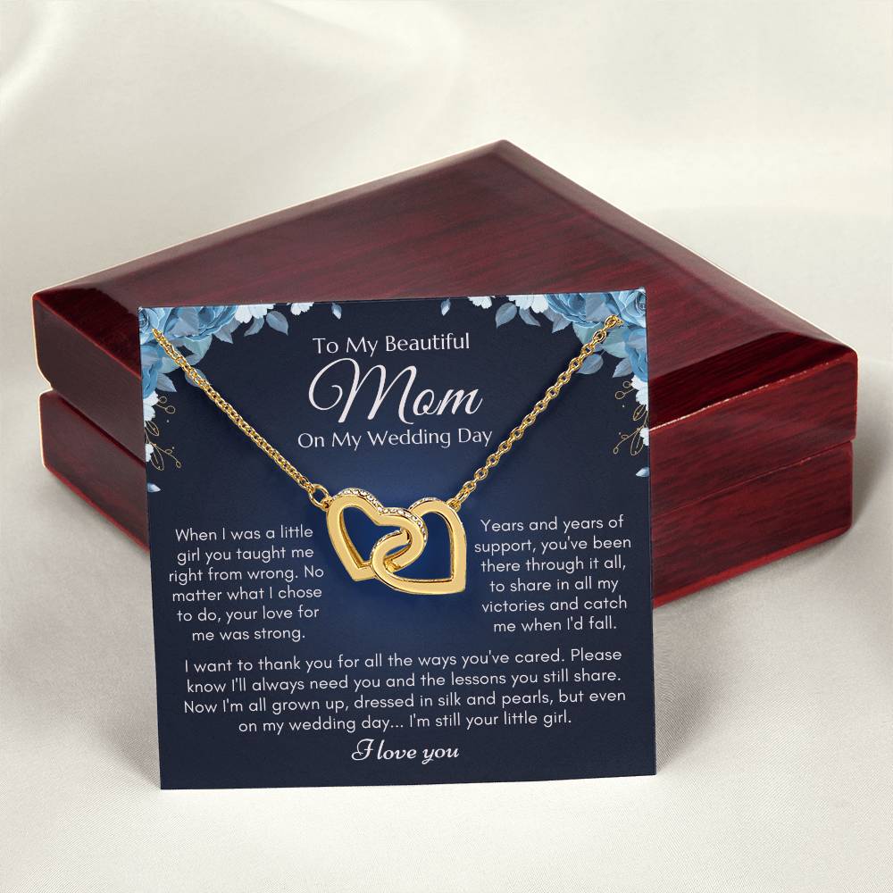To My Mom On My Wedding Day Necklace Interlocking Hearts Necklace