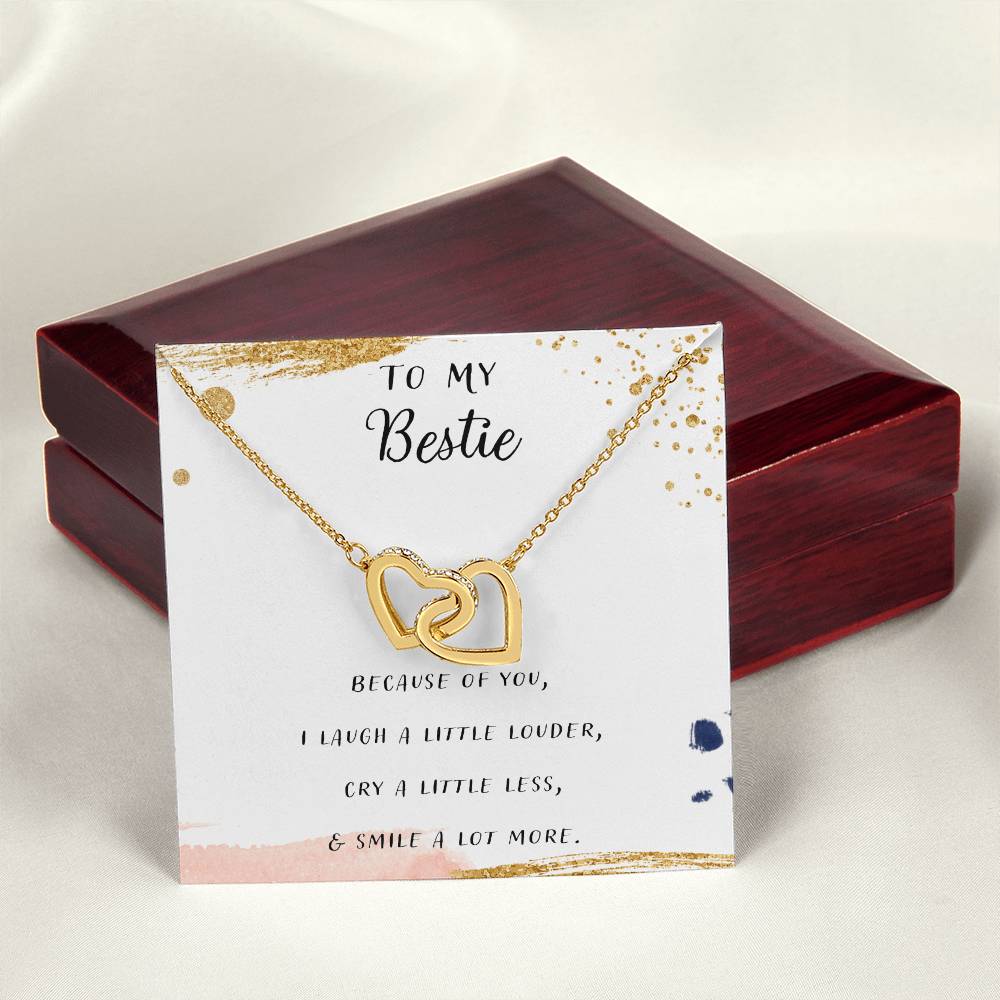 To My Bestie No Matter What We Do Interlocking Hearts Necklace