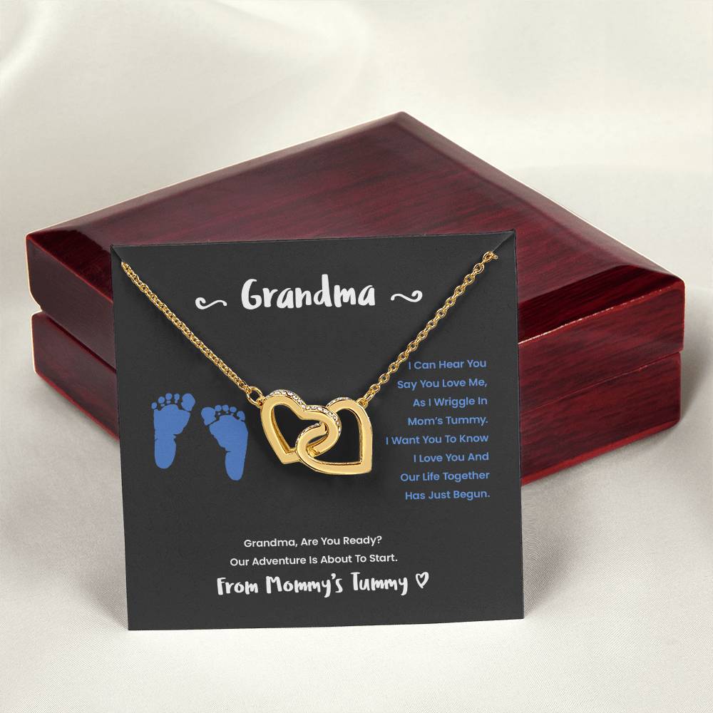 Grandma I Can Hear You Say You Love Me - Blue Version Interlocking Hearts Necklace