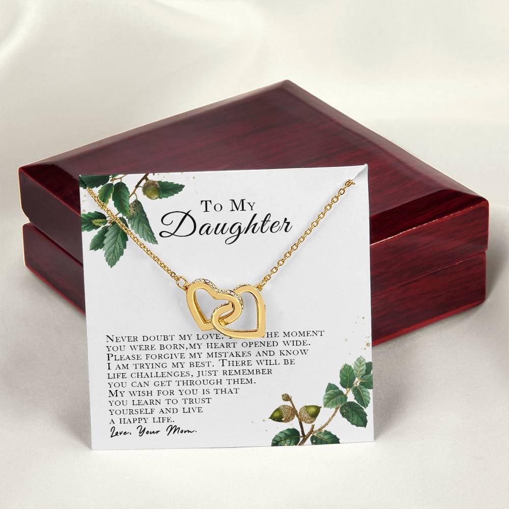 I Will Love You Forever Daughter Gift From Mom. Interlocking Hearts Necklace