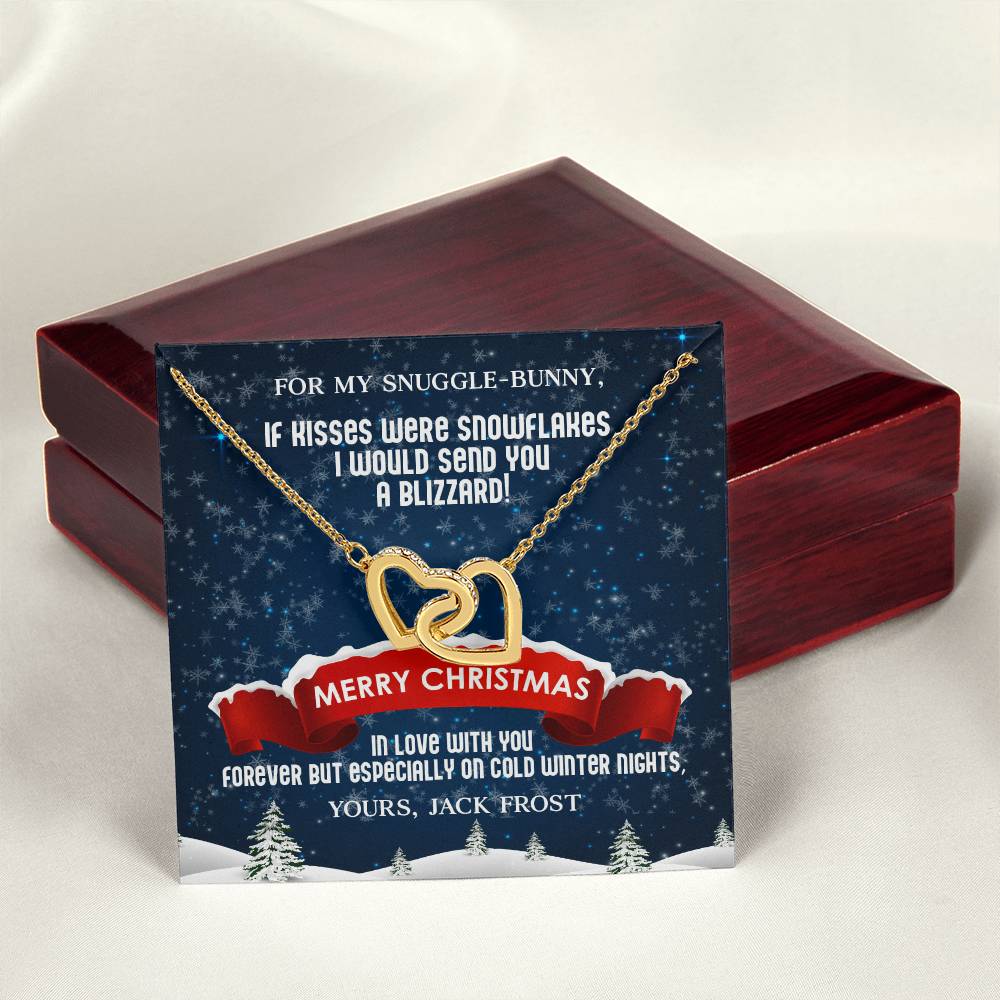 Husband To Wife - If Kisses Were Snowflakes - Customizable Christmas Gift Interlocking Hearts Necklace