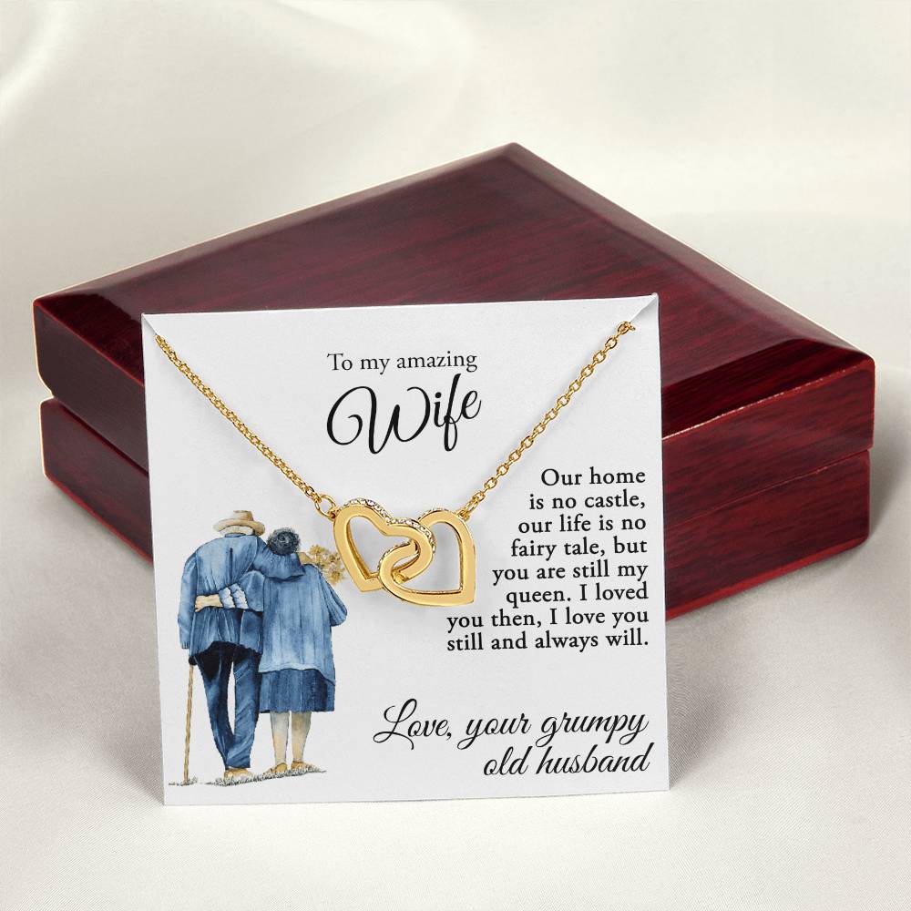 To My Amazing Wife - Love Your Grumpy Old Husband - Necklace Interlocking Hearts Necklace