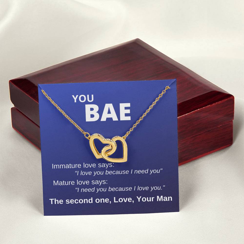 You Bae Linked Hearts Gift To Girlfriend Fiancee Wife Interlocking Hearts Necklace